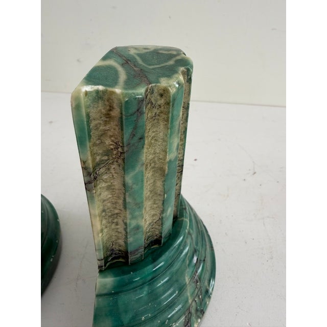 Vintage Green Onyx Marble Bookends, Italian, Mid-20th Century For Sale - Image 4 of 9