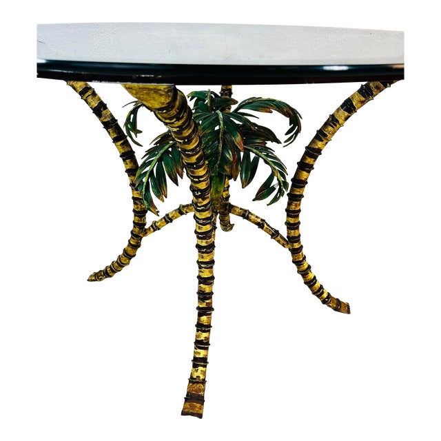Vintage Coastal Palm Tree Dining Table For Sale