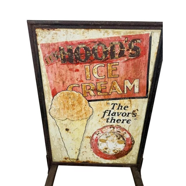 Vintage Two-Sided Hood’s Ice Cream Advertising Sign For Sale - Image 4 of 10