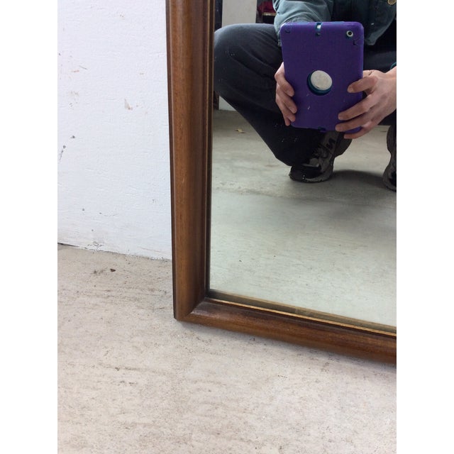 Brown Pair of Mid Century Modern Rectangular Wall Mirrors With Thin Walnut Frame For Sale - Image 8 of 18