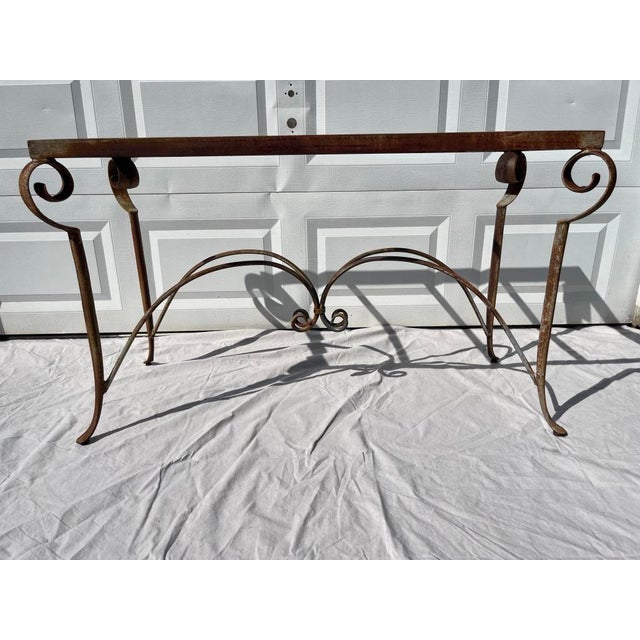 Hollywood Regency Vintage Iron Console Table For Sale - Image 3 of 13