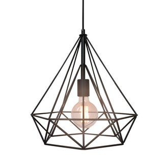 Industrial Style Wrought Iron Diamond Pendant Lamp For Sale