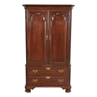 Ethan Allen Georgian Solid Cherry Wood Armoire Dresser or Gentleman's Chest For Sale