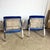 Early 20th Century Mid Century Modern Chrome Scissor X Lounge Chairs With Blue Fabric - A Pair For Sale - Image 5 of 12