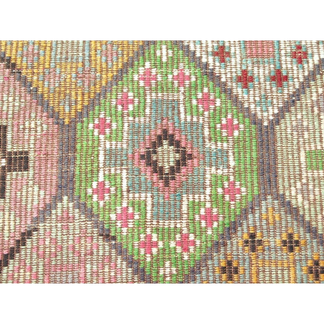 Textile 60s Turkish Handmade Multicolor Jejim Boho Area Kilim Rug For Sale - Image 7 of 11