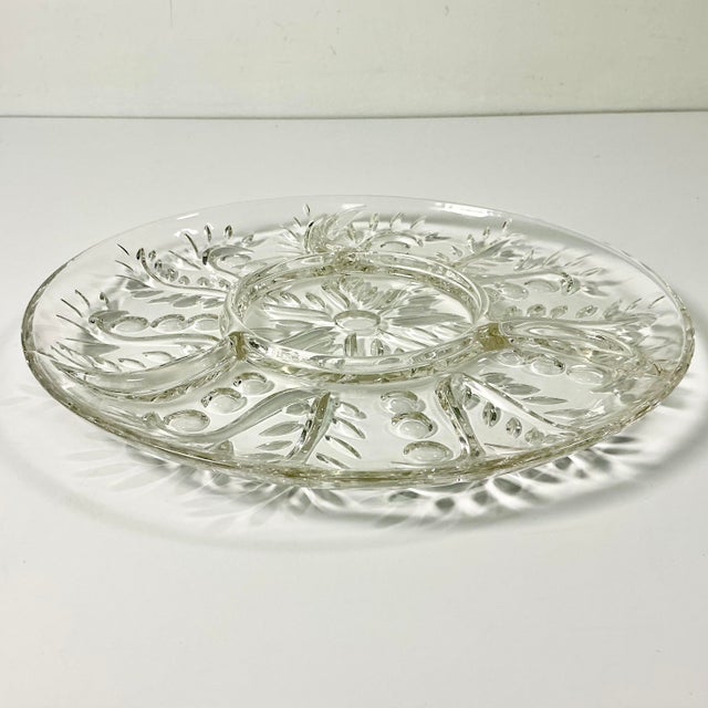 Mid-Century Americana Hollywood Regency Boho Chic Divided Cut Glass Serving Platter. For Sale - Image 4 of 9