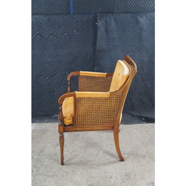 Yellow 2 Hickory Chair French Regency Double Caned Walnut Fauteuil Bergere Armchairs For Sale - Image 8 of 14
