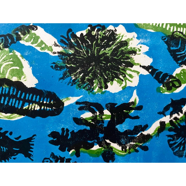 Original Expressionist Wood Block Print Marine Life by Sylvia T. Gavurin 1969 Artists Proof. For Sale - Image 4 of 7