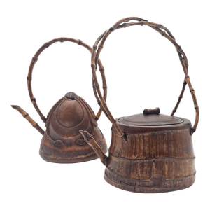 Mid-20th Century Chinese Scholar Style Hand Carved Wood Tea Caddies 12" - a Pair