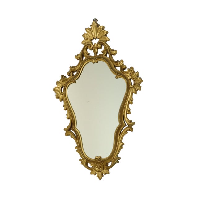 1970s Italian Classical Crested Mirror Gold Baroque Rococo 57cm For Sale - Image 4 of 14