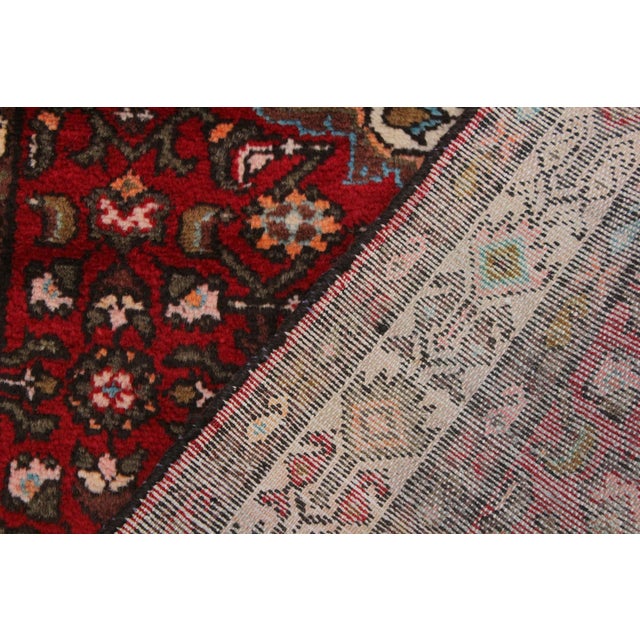 Textile Vintage Hand-Knotted Wool Rug – 3.5 X 7 Ft – Rich Red Traditional Medallion For Sale - Image 7 of 8