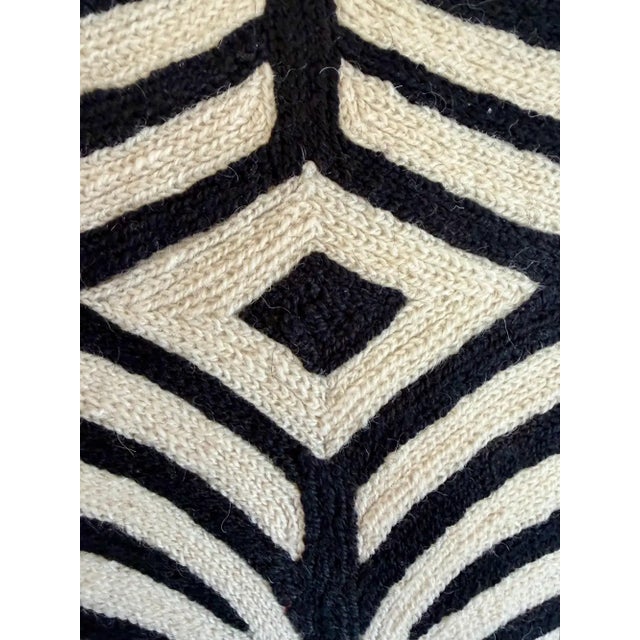 2020s Handmade Kashmiri Crewel Zebra Pattern Wool Pillow Cover Global Chic 18 X 18 For Sale - Image 5 of 6