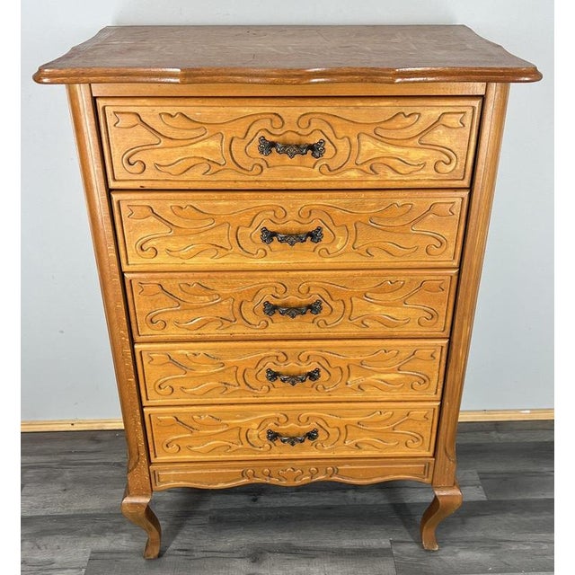 Vintage French Louis XVI Chest of 5 Drawers For Sale - Image 14 of 14