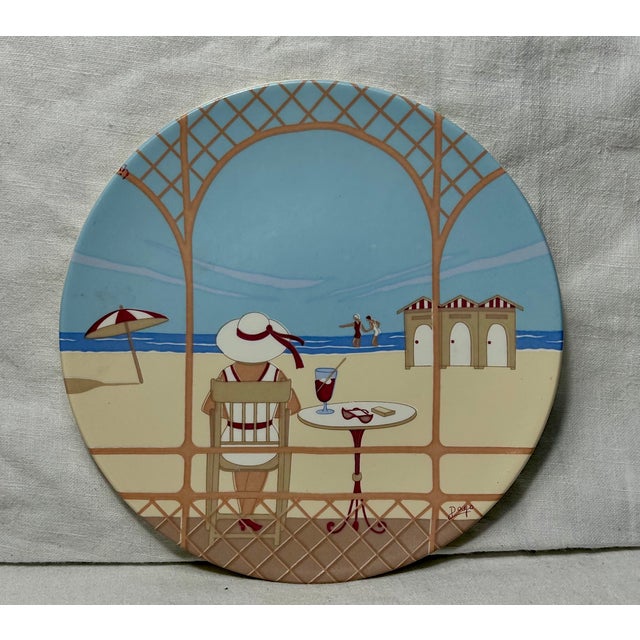 Art Deco Vintage Poole Pottery Transfer Plate, “Art Deco Summer” For Sale - Image 3 of 12