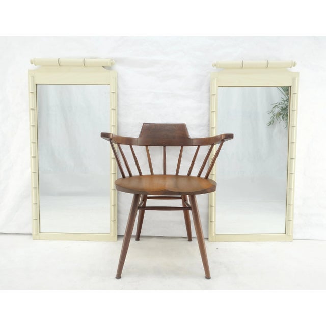 Pair of White Lacquer Mid Century Modern Rectangle Faux Bamboo Wall Mirrors For Sale - Image 6 of 9