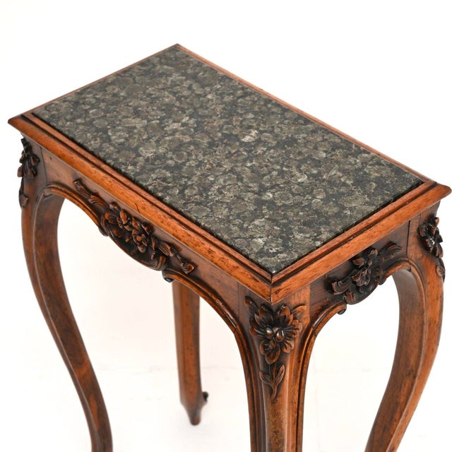 Antique Side Table with Carved Marble Top, 1840 For Sale - Image 6 of 11