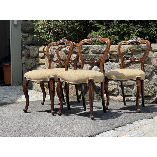Early 20th Century Victorian Balloon Back Side Chairs - Set of 4 For Sale - Image 12 of 12