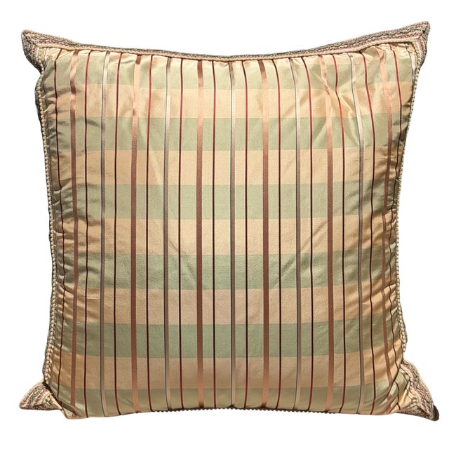 Brunschwic & Fils Plaid Silk Stripe Designer Down Pillow For Sale In Los Angeles - Image 6 of 7