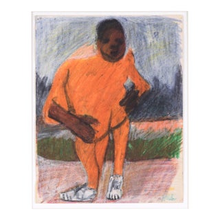 Track Star - Figurative Portrait of an African American Man in Pastel on Paper For Sale