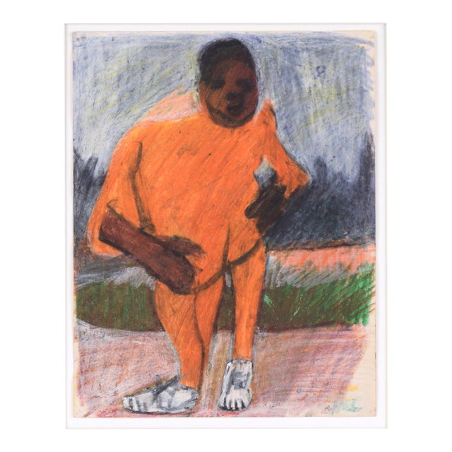 Track Star - Figurative Portrait of an African American Man in Pastel on Paper For Sale