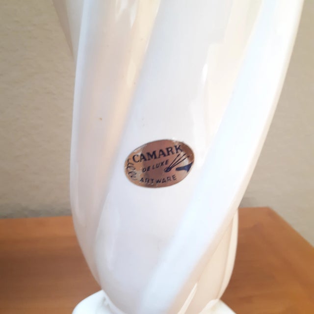 Art Deco Vintage Art Deco Camark White Ceramic Vases - a Pair For Sale - Image 3 of 4