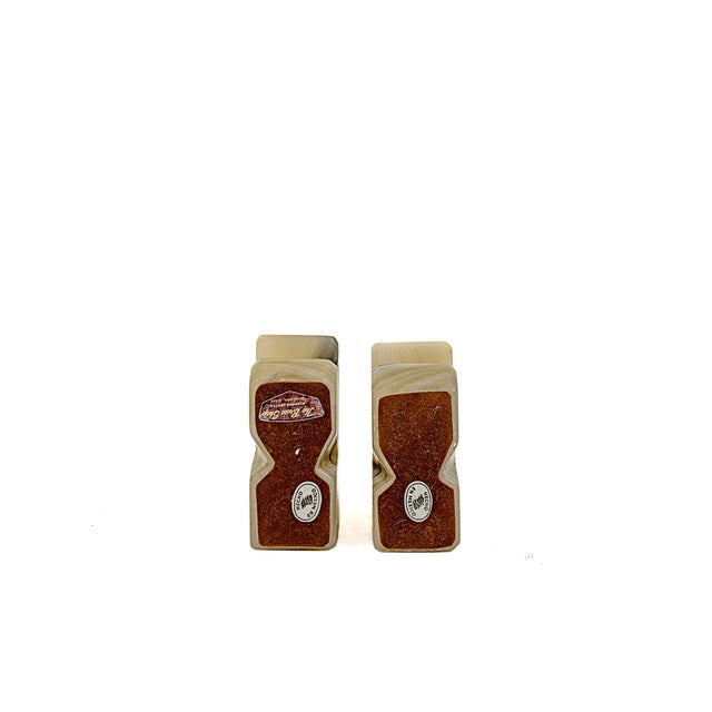 Vintage Hand Carved Striped Onyx Marble Split Fleur De Lis Bookends For Sale - Image 4 of 8