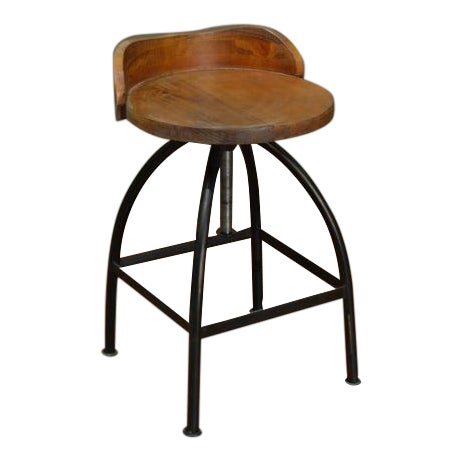 Crafters and Weavers Ashland Low-Back Adjustable Height Bar Stool For Sale