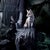 This artwork presents a surreal tableau featuring figures dressed in early 20th-century attire, their faces replaced by...