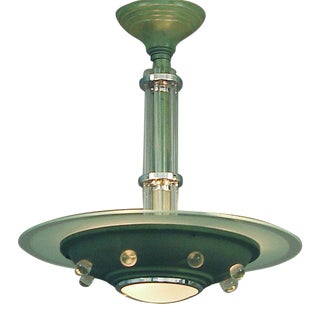 1930s French Art Deco Modern Pendant Glass Disc, Design Tour De Force For Sale