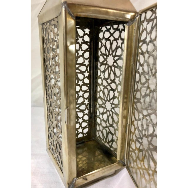 Moroccan Candle Lantern, Holder, White Brass in Arabesque Design, Set of Three Chairish