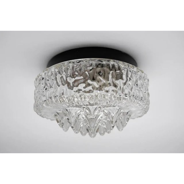 Clear glass icicles flush mount, germany 1960s, 1960-1969. dimensions height: 5.11 in. (13 cm) diameter: 8.26 in. (21 cm)...