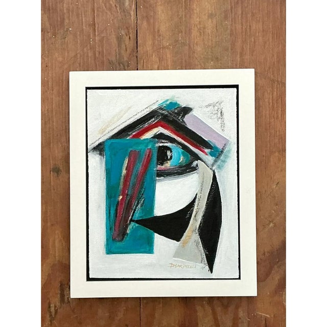 Mid-Century Modern Vintage Original Abstract Oil Painting on Canvas For Sale - Image 3 of 12