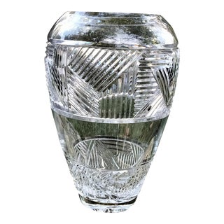 Villeroy & Boch Crystal Vase with Geometric Pattern For Sale