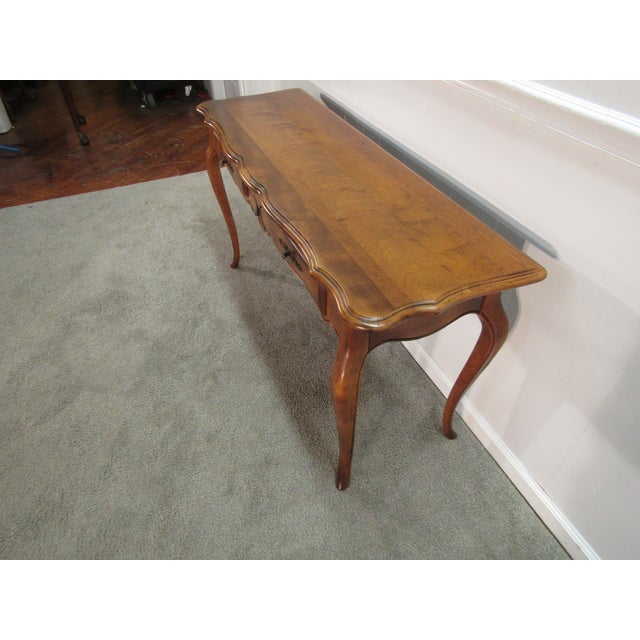 French Country Ethan Allen Solid Maple Country French Console Table For Sale - Image 3 of 8