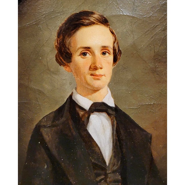 George Linen -Cabinet Portrait of a Young Scottish-19th Century Oil Painting For Sale - Image 4 of 11
