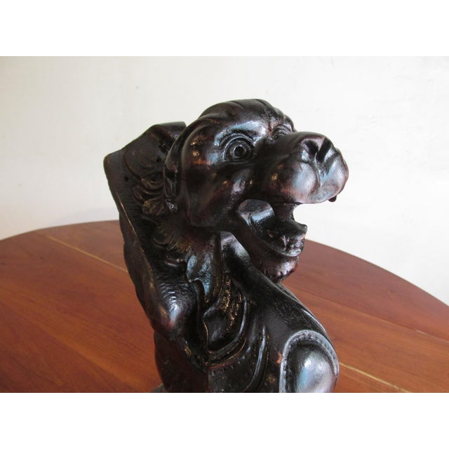 19th Century English Carved Wooden Griffins on Stands, a Pair For Sale In New York - Image 6 of 15