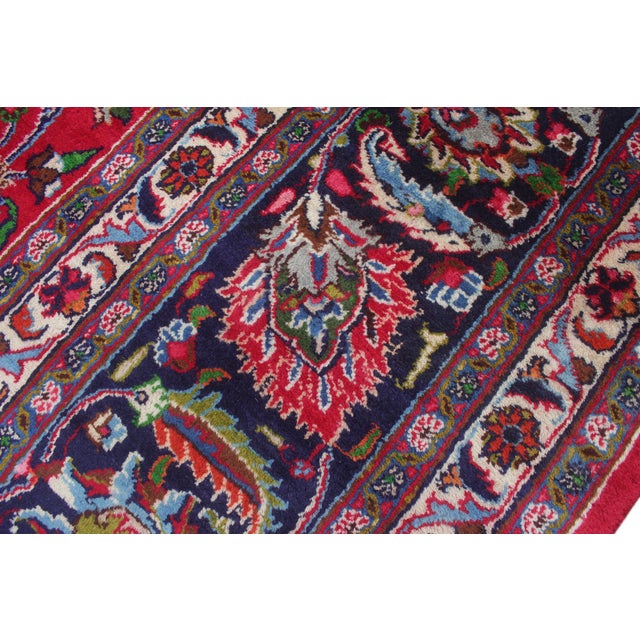 Art Noueau Persian Red/Blue Wool Rug - 9'7'' X 12'11'' For Sale In New York - Image 6 of 10