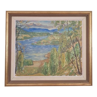 C. Åmell, River Landscape, 1948, Oil Painting on Panel, Framed For Sale