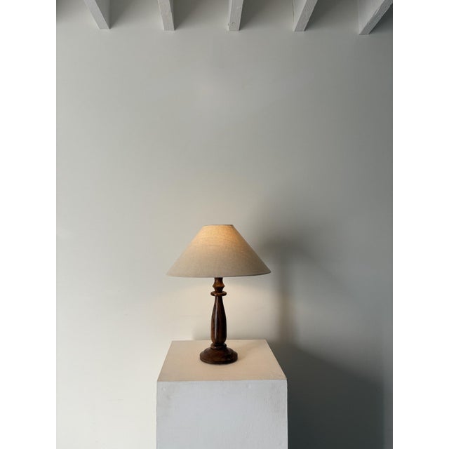 1930s Turned Walnut Table Lamp, Britain, 1930s For Sale - Image 5 of 6