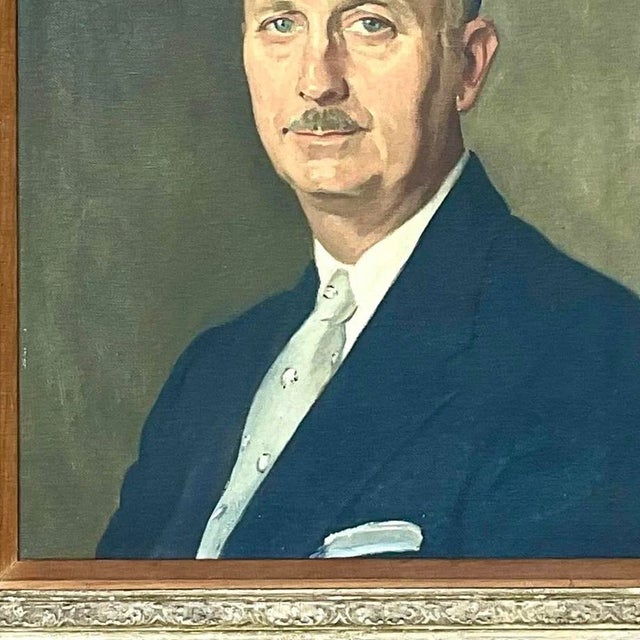Vintage Regency Signed Original Oil Portrait Painting on Canvas For Sale - Image 11 of 12