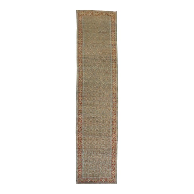 Slate Blue Persian Senneh Wide Long Runner, Early 20th Century - 3'8" x 17' For Sale