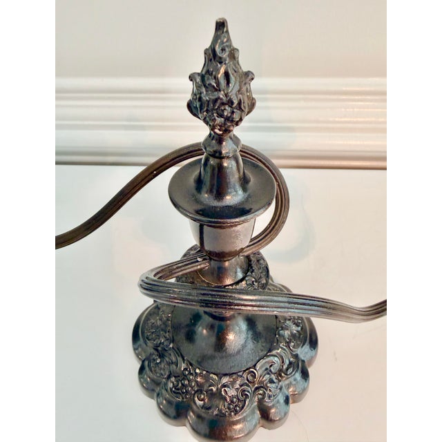 Hollywood Regency Vintage Black Powder-Coated Brass Two-Arm Candelabrum With Grape & Vine Detail For Sale - Image 3 of 10