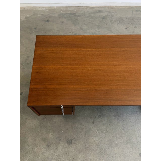 Wood Mid Century Modern Executive Desk For Sale - Image 7 of 13