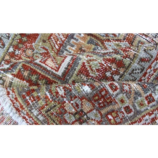 1930s Antique Persian Karajeh Rug With Geometric Medallions and Rust Red Field 2′11″ × 4′5″ For Sale - Image 5 of 11