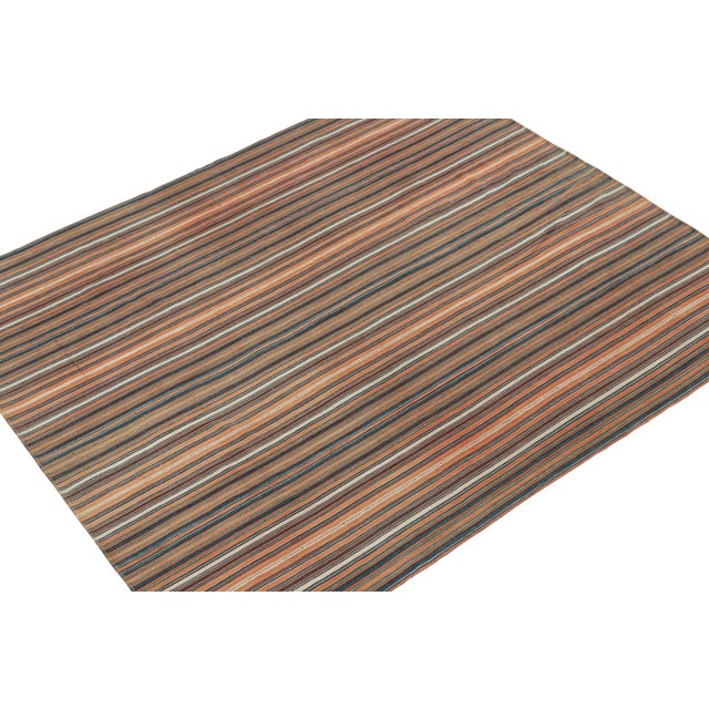 This vintage 6x6 Persian kilim is a Jajim-style flat weave believed to originate from the Qashqai tribe. Handwoven in wool...