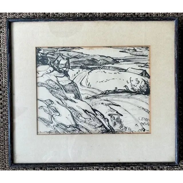 Mid-Century Modern Original Early Mid Century Landscape Ink Drawings by Listed Artist Hesill Boultbee - Signed For Sale - Image 3 of 15
