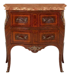 Louis XV Style Bronze-Mounted, Kingwood and Marble Top Commode, 19th Century
