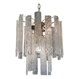 Murano Glass Chandelier with Hammered Strips listelli by Simoeng For Sale
