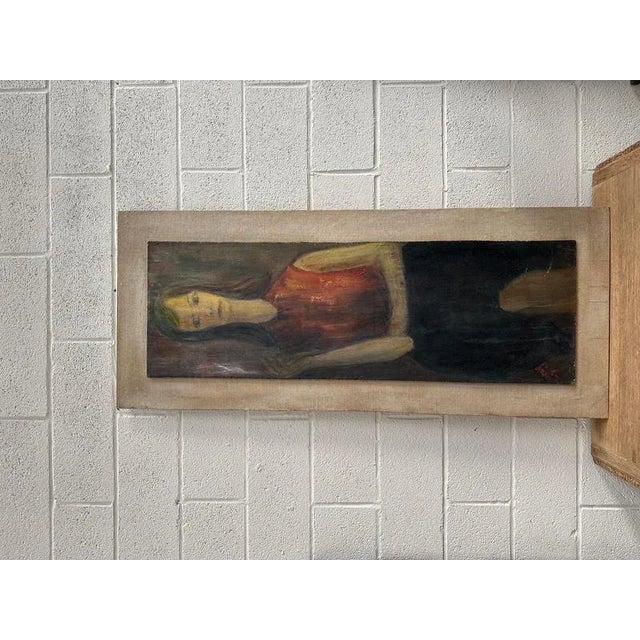 Flemish Artist, Female Portrait, Painting on Wood, 1950s For Sale - Image 4 of 9