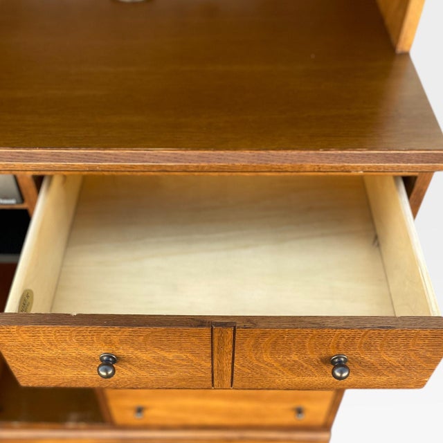 Brown Hooker Furniture Oak Executive Cabinet Hutch With Power Panel, 1990s For Sale - Image 8 of 16